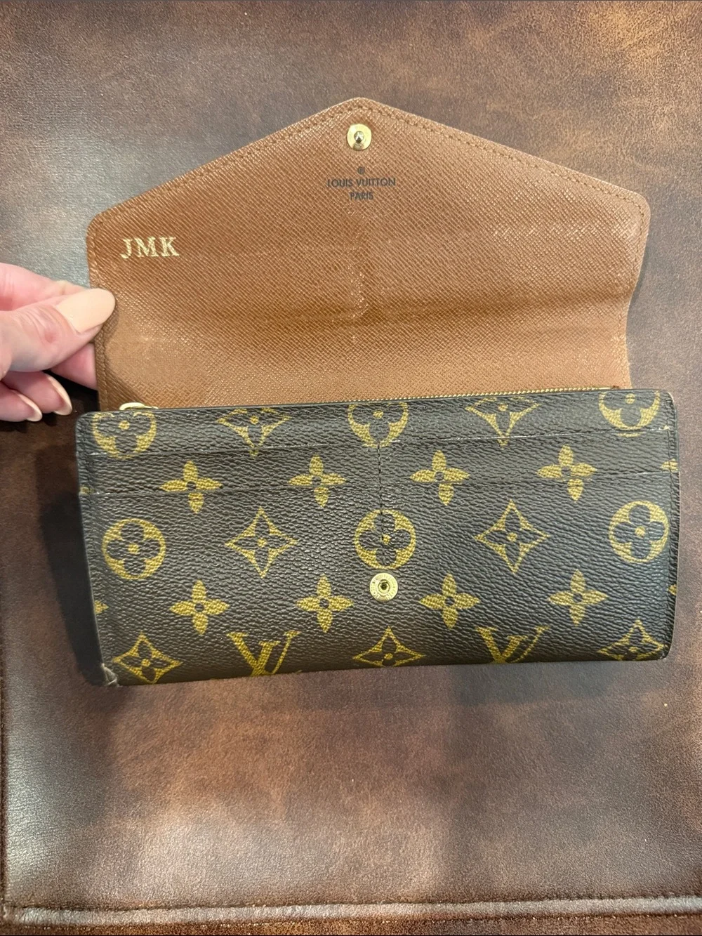 Louis Vuitton Monogram Canvas Envelope Wallet in Brown and Gold